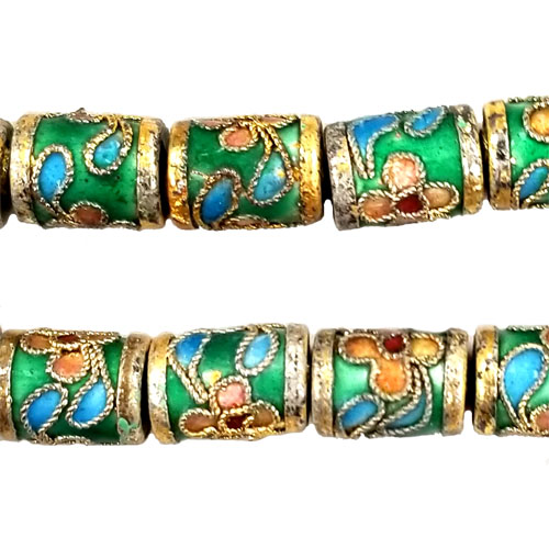 CLOISONNE DRUM 7X9MM GREEN